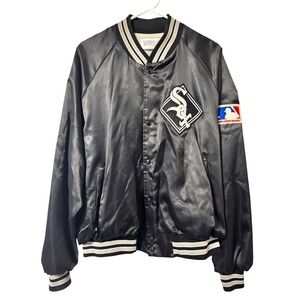 Vintage Chalk Line Chicago White Sox Satin Bomber Jacket Mens XL‎ Black MLB 90s